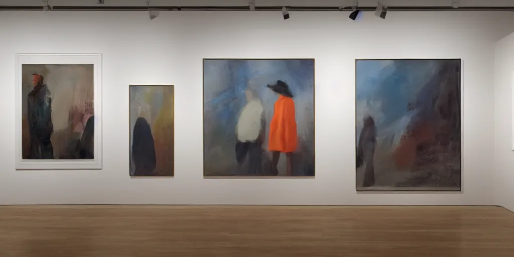 Image similar to an art gallery with pictures in the style of tim eitel