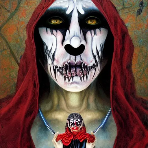 Prompt: realistic detailed image of Anthony Fauci dressed as the grim reaper, wearing extremely intricate clown makeup, by Ayami Kojima, Amano, Karol Bak, Greg Hildebrandt, and Mark Brooks, tonalism, rich deep colors. Beksinski painting, art by Adrian Ghenie and Gerhard Richter. art by Takato Yamamoto. masterpiece