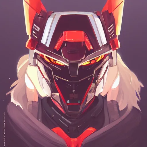 Image similar to a portrait of a stunning beautiful vampire fox gundam pilot, with an intricate, detailed, urban inspired hiphop afro futuristic helmet, vector behance hd jesper ejsing, rhads, makoto shinkai, lois van baarle, ilya kuvshinov, rossdraws, hd, 3 2 k, ilya kuvshinov, gustav klimt