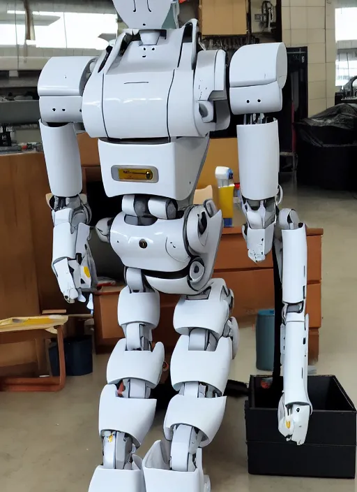 Prompt: Modular anime robot, easily connected and disconnected for easy repairs, fine joints, safe construction for human handling, modestly dressed