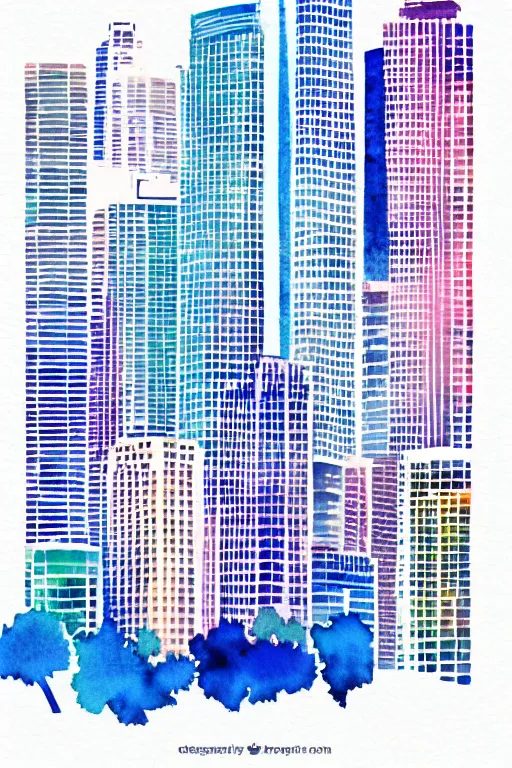 Image similar to minimalist watercolor art of los angeles, illustration, vector art