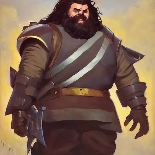 Image similar to greg manchess portrait painting of armored rubeus hagrid as overwatch character, medium shot, asymmetrical, profile picture, organic painting, sunny day, matte painting, bold shapes, hard edges, street art, trending on artstation, by huang guangjian and gil elvgren and sachin teng