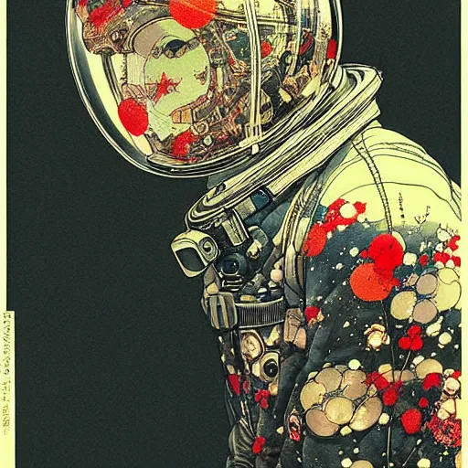 Image similar to a simple concept art portrait of an astronaut, an award winning yoshitaka amano digital art, by, james gurney and gerhard richter. art by takato yamamoto. masterpiece, deep colours.