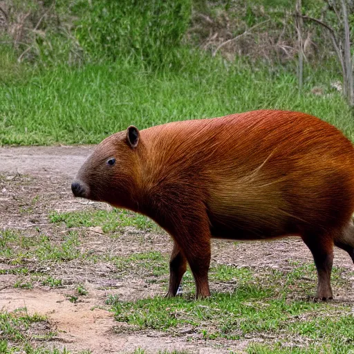 Prompt: a very buff capybara on the katy trail