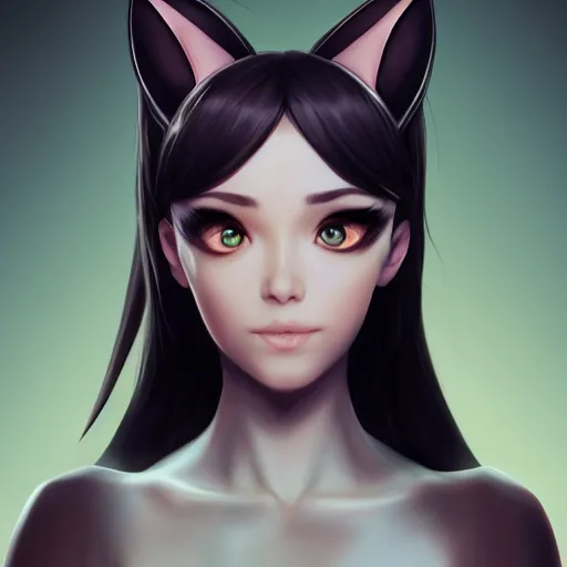 Prompt: a human person with cat ears, artgerm, 4k, trending on artstation