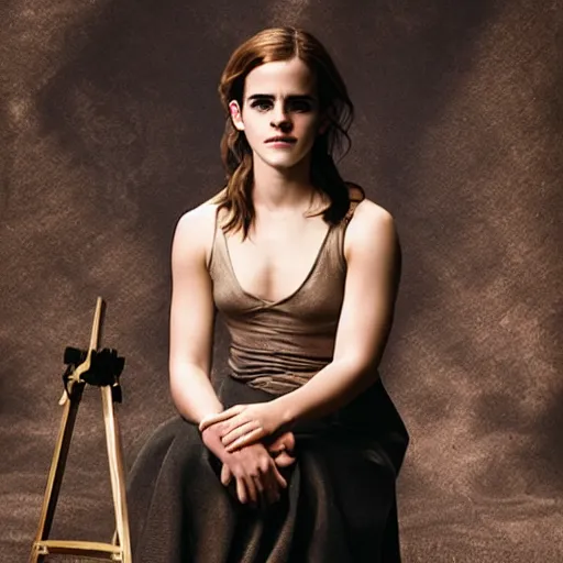 Prompt: Emma Watson as a greek statue, studio lighting
