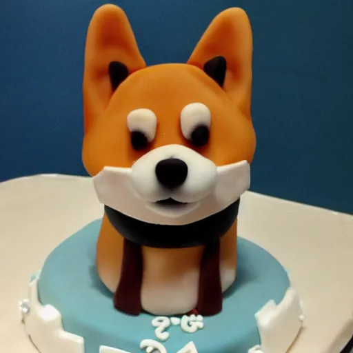 Image similar to a shiba inu as a birthday cake