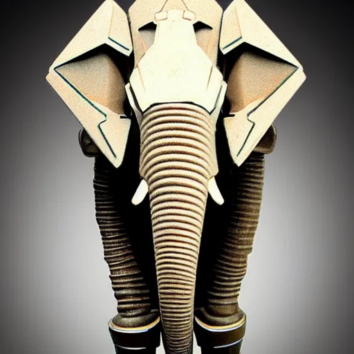 Image similar to futuristic cybertronic elephant, mechanical, blue tusks