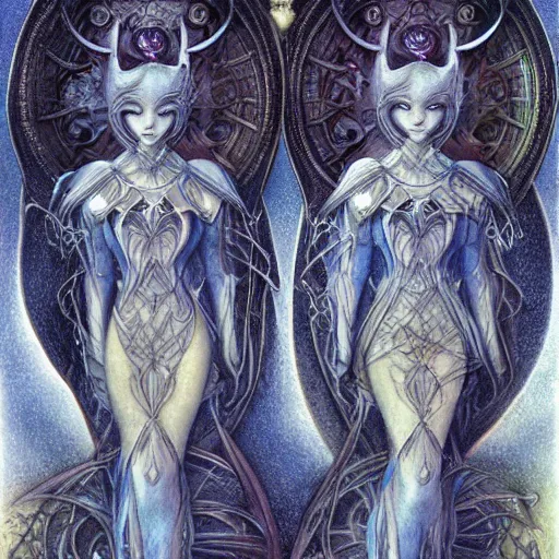 Prompt: detailed and sharp gemini artwork, mystic style, detailed, 8 k, detailed, symmetrical, by brian froud