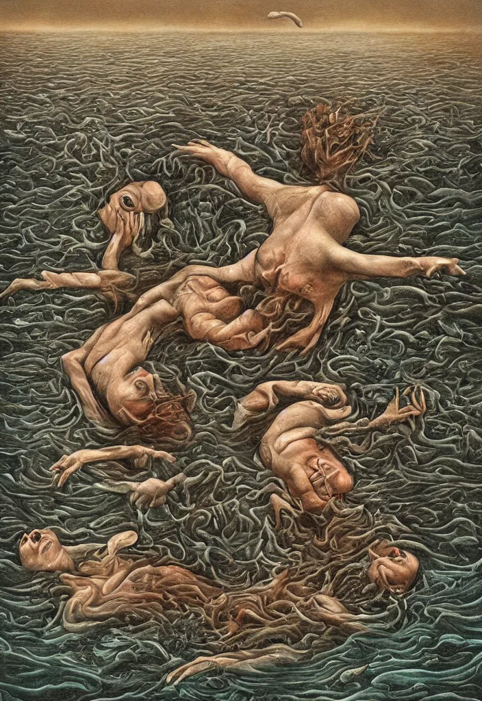 Image similar to highly detailed surrealist art about drowning slowly