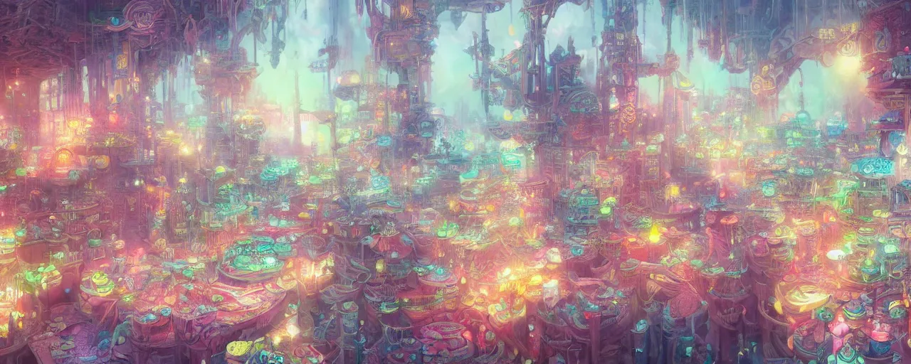 Prompt: detailed concept art illustration colorful pastel painting of a magical fantasy city in full intricate detail, ultra detailed, digital art, octane render, 4K, dystopian, micro details