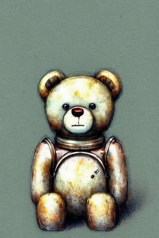 Prompt: ( ( ( ( ( 1 2 0 5 0 s retro science fiction cute robot teddy bear. muted colors. ) ) ) ) ) by jean - baptiste monge!!!!!!!!!!!!!!!!!!!!!!!!!!!!!!