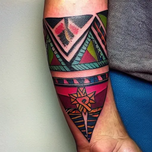 Image similar to tribal colorful tattoo