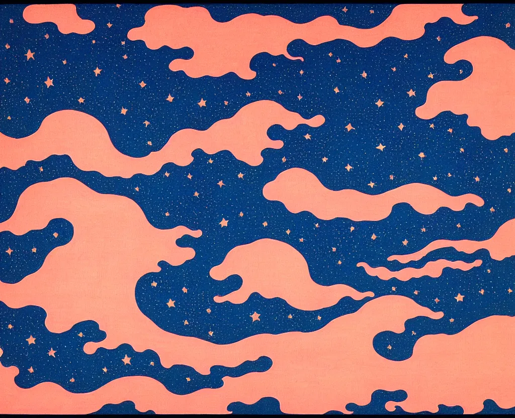 Image similar to dream waves on the starfields by katsushika hokusai and yayoi kusama