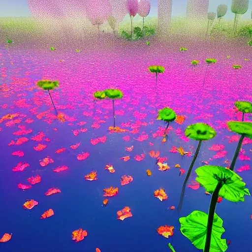 Prompt: i am flying towards the city of flowers, arms outstretched, birds fly beside me, towering flowers, translucent petals, spiral settlement on stem, riding the seed pod, beautiful textured lighting, water nozzles spraying mist, sunlight reflecting through water, global illumination, dappled lighting, high sharpness, subtle aperture gradient, style of albert bierstadt