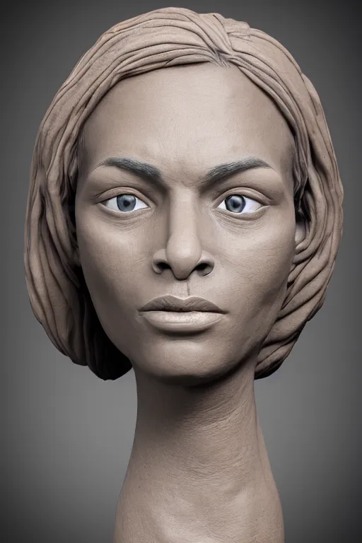 Image similar to ultra realistic clay head of one beautiful woman on black background, highly detailed, real, canon 5 d