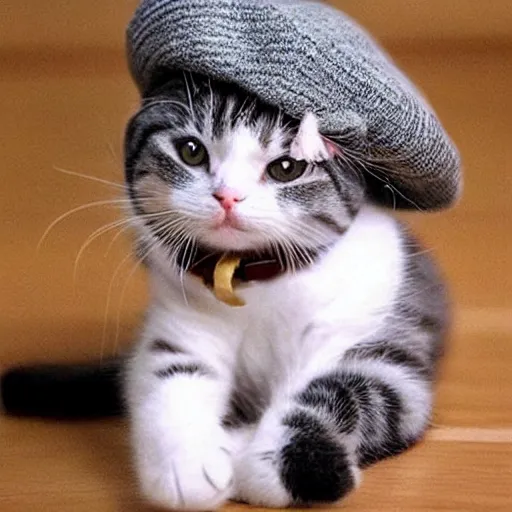 Image similar to cute cat wearing hat