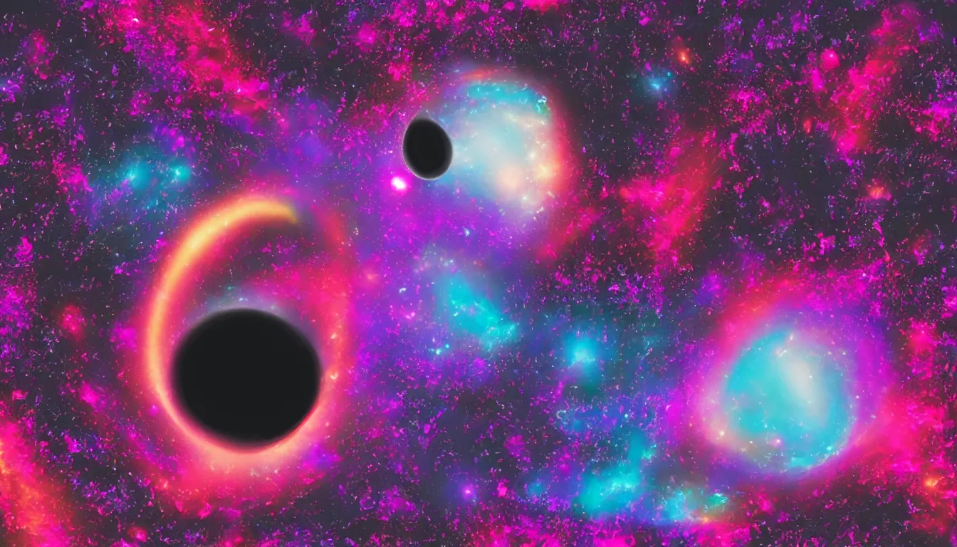 Prompt: black hole in space, psychedelic, vaporwave