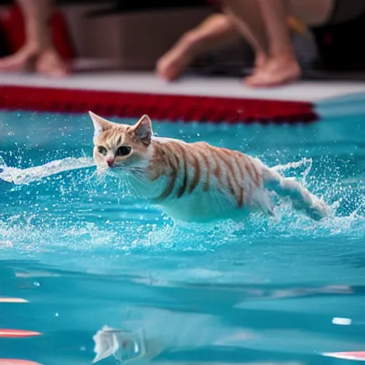 Prompt: photo of cat swimming in the 2 0 1 5 world swimming championship