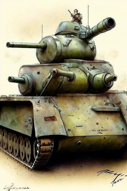 Image similar to (((((1950s retro army tank . muted colors.))))) by Jean-Baptiste Monge !!!!!!!!!!!!!!!!!!!!!!!!!!!