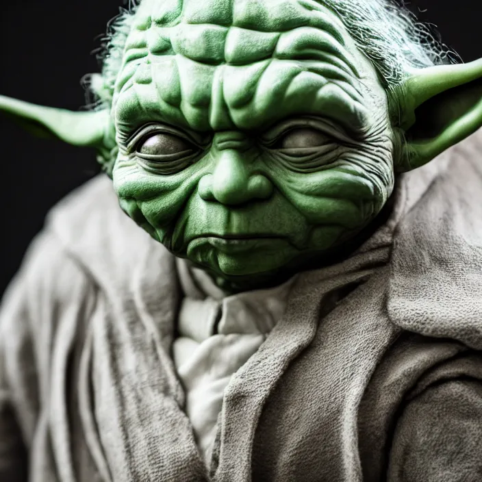 Image similar to a hyperdetailed studio photo of master yoda ; f / 1. 4 ; 9 0 mm