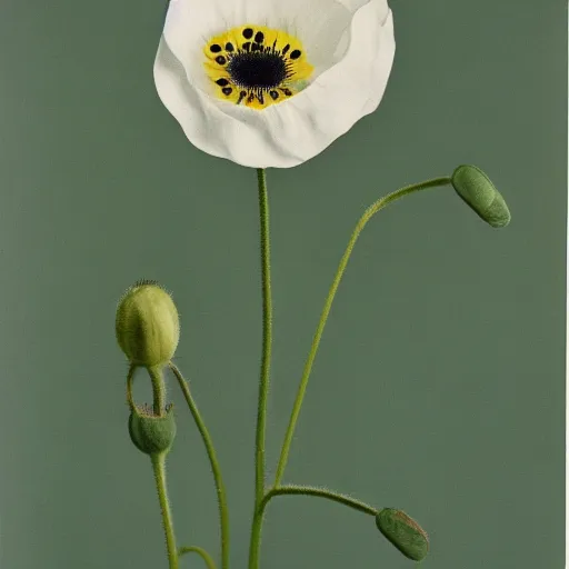 Image similar to painting of white poppy thistle, oil on canvas, georgia o'keeffe, 1 9 6 4, museum catalog photograph