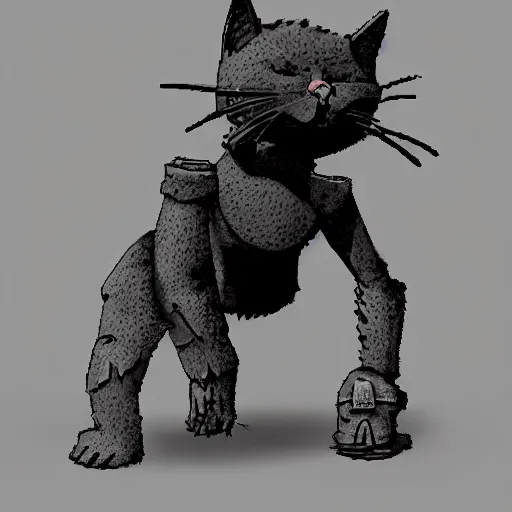 Prompt: cat redesigned by shadow of the colossus boss style