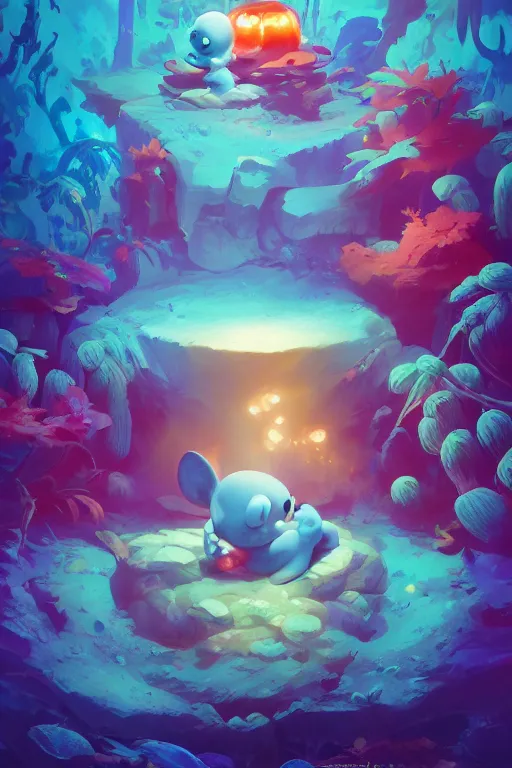 Image similar to smurf ghost creature animal sushi cristal very big eye roots cactus elemental flush of force nature micro world fluo fishscale, behance hd by jesper ejsing, by rhads, makoto shinkai and lois van baarle, ilya kuvshinov, rossdraws radiating a glowing aura global illumination ray tracing hdr