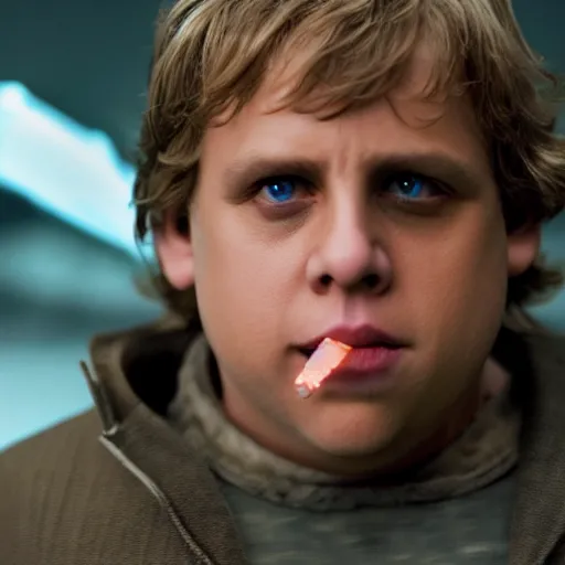 Image similar to jonah hill as luke skywalker in star wars episode 6, 8k resolution, full HD, cinematic lighting, award winning, anatomically correct