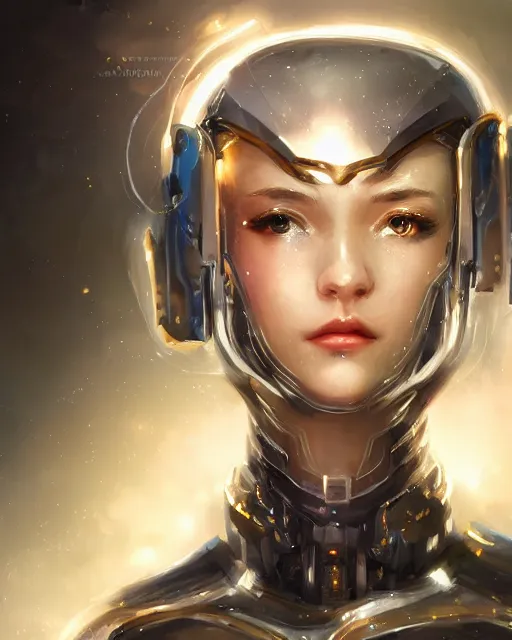 Prompt: portrait of handsome girl in cyber armor, dreamy and ethereal, expressive pose, gold eyes, exciting expression, fantasy, intricate, elegant, many lightning, cold color, highly detailed, digital painting, artstation, concept art, cyberpunk wearing, smooth, sharp focus, led, illustration.