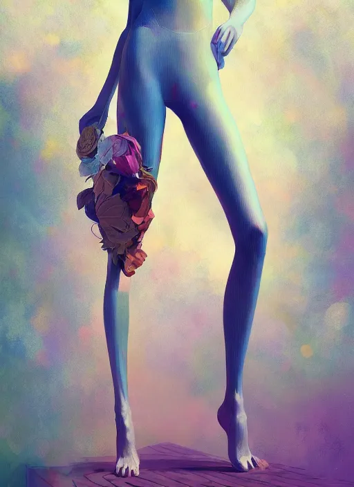 Image similar to model twiggy detailed clothing, half body shot, arms down, path traced, highly detailed, high quality, digital painting, alena aenami, lilia alvarado, shinji aramaki, karol bak, alphonse mucha, tom bagshaw