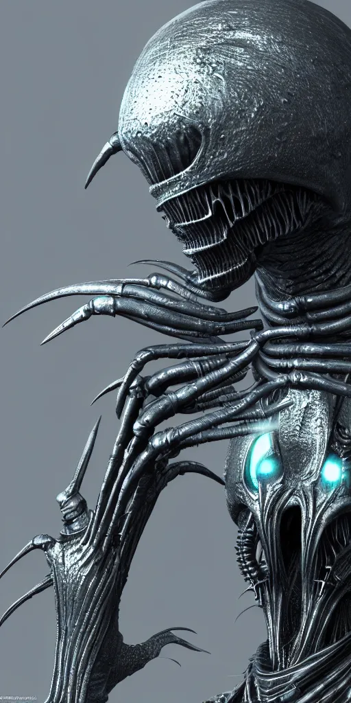Image similar to futuristic alien with lasers eldenring boss. fromsoftware, dark souls, eldenring, screenshot, extremely detailed, insanely detailed, realistic, zbrush, horror, bloodbourne, h. r. giger