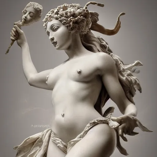 Image similar to sculpture of persephone, goddess of the underworld, made by michelangelo, art station, concept art