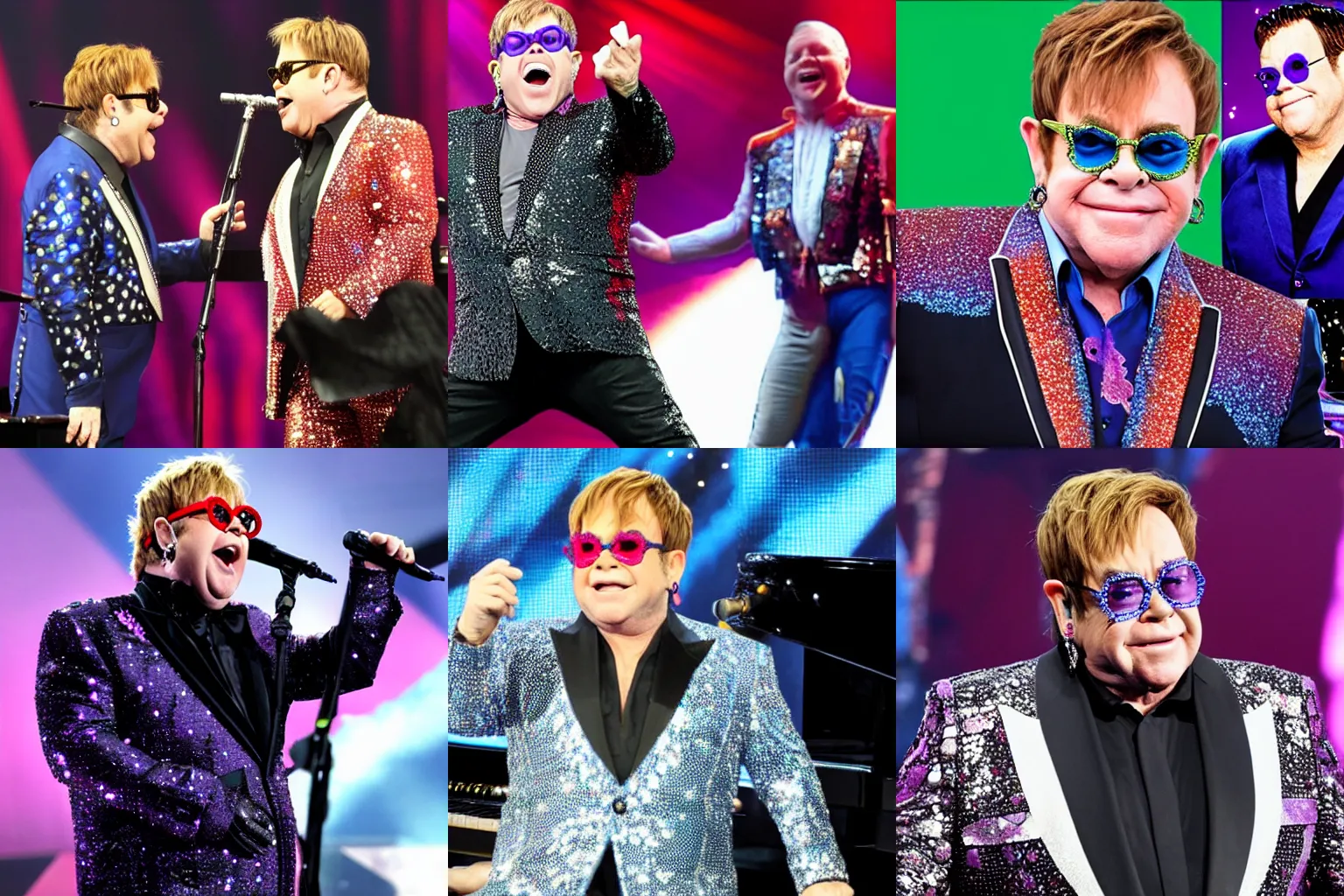 Prompt: Elton John sings with Thanos