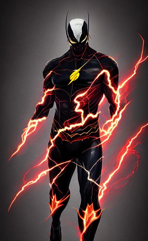 Image similar to full body portrait of venom as the flash, dynamic lighting, cinematic, ultra detailed, trending on art station, stunning visuals, creative, fantasy concept art