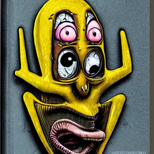 Image similar to hr giger's alien spongebob