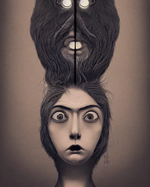 Prompt: three, asymmetrical faces by eugene jansson and ilya kuvshinov and mc escher, surreal, abstract, asymmetry, perspective