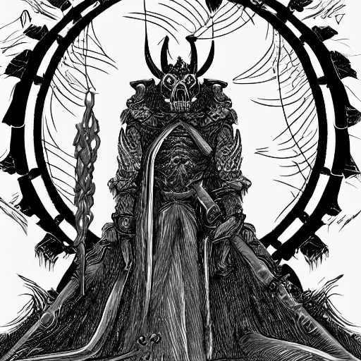 Image similar to a death god lacking the world, digital illustration,