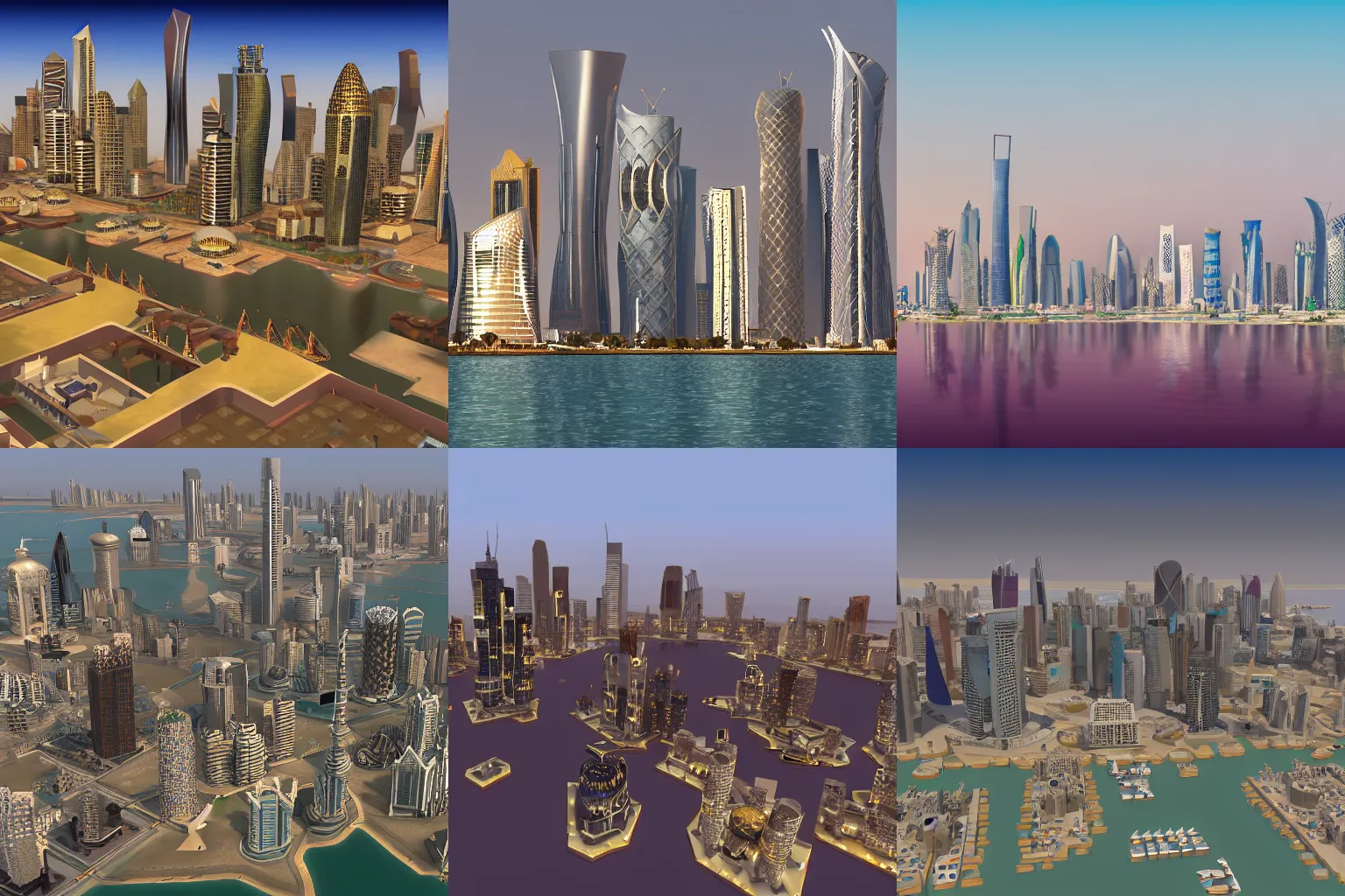 Prompt: city skyline of Doha Qatar as age of empires render, 4k