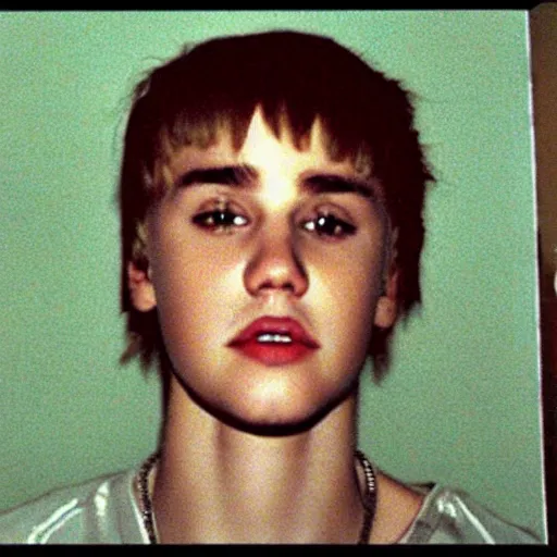 Image similar to justing bieber police mugshot fish eye lens 1998