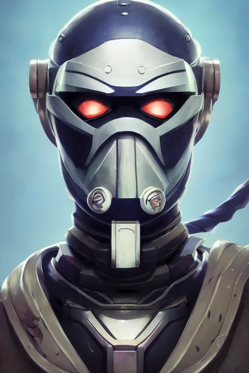 Image similar to epic mask helmet robot ninja portrait stylized as fornite style game design fanart by concept artist gervasio canda, behance hd by jesper ejsing, by rhads, makoto shinkai and lois van baarle, ilya kuvshinov, rossdraws global illumination radiating a glowing aura global illumination ray tracing hdr render in unreal engine 5