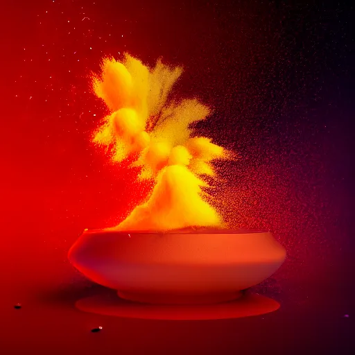 Prompt: color powder explosion on black background, particles, fine detail, hyperrealism, james jean, golden ratio, sharp focus, octane render, sidefx houdini, artstation, vfx