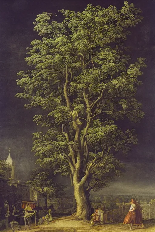 Image similar to beautiful detailed illustration apple tree by Bernardo Bellotto.