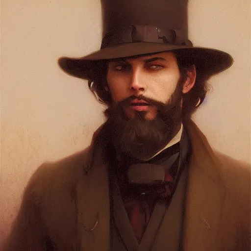 Prompt: a portrait painting of a steampunk gentleman, art greg rutkowski and william - adolphe bouguereau