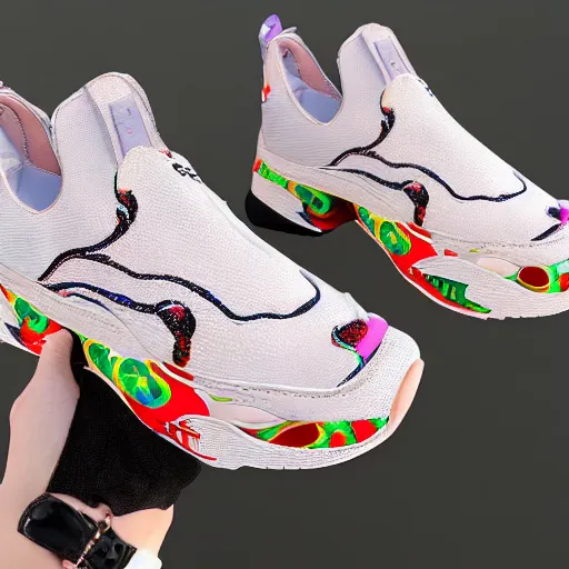 Image similar to ugliest sneakers in history, y 2 k aesthetic, biomorphic, highly detailed, hyper realistic,