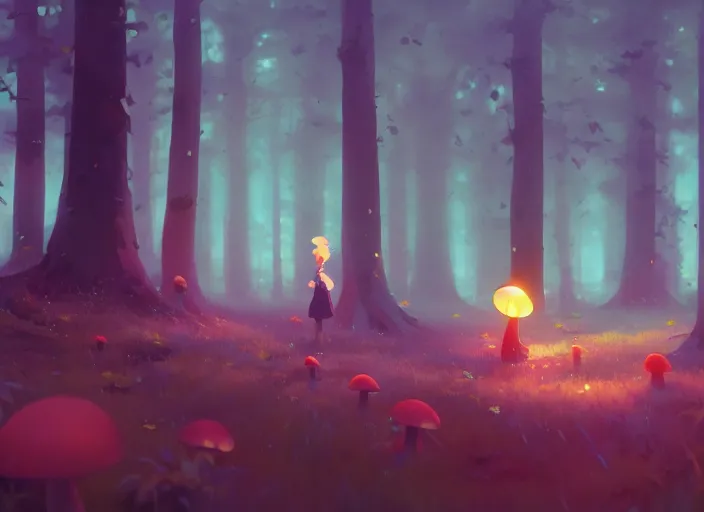 Image similar to mushroom forest, detailed, cory loftis, james gilleard, atey ghailan, makoto shinkai, goro fujita, studio ghibli, rim light, exquisite lighting, clear focus, very coherent, plain background, soft painting