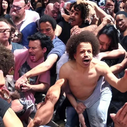 Image similar to eric andre posing for a picture in a mosh pit