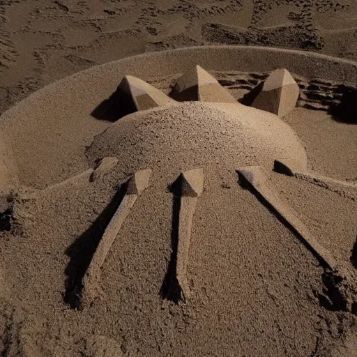 Prompt: a sand sculpture of an atomic explosion