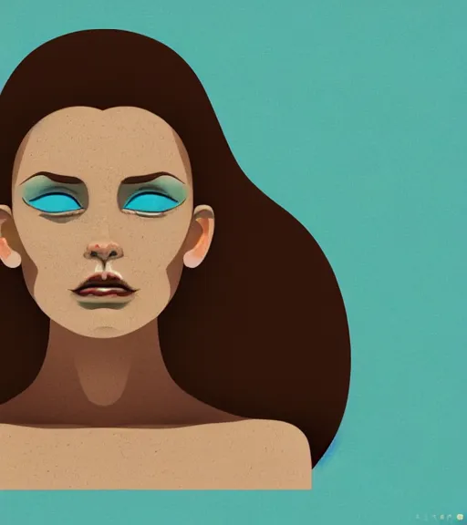 Image similar to portrait of a woman raised on the island face tatooes by james gilleard, dynamic lighting, gradient light blue, brown, blonde cream and white color scheme, grunge aesthetic