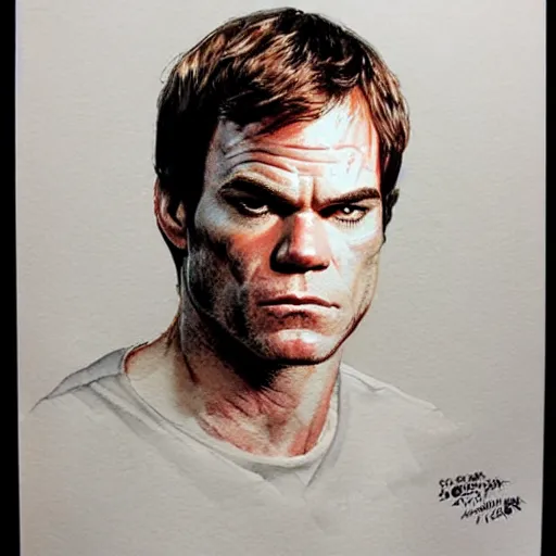 Image similar to dexter morgan is the punisher, detailed watercolor art, drew struzan illustration art, key art, portrait